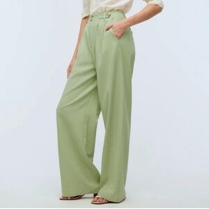 Madewell Harlow Wide-Leg Light Green Pants